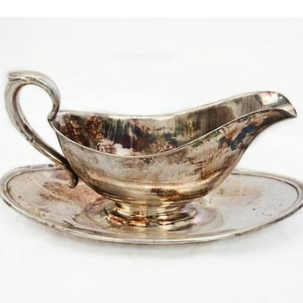 Vintage Gorham Sauce bowl with attached tray